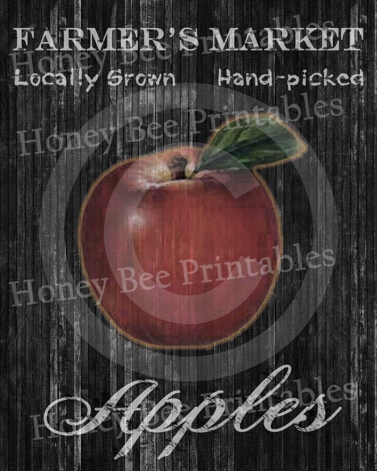Primitive Autumn Fall Farmer's Market Apples - 8x10 Instant Folk Art - Card Making - Instant Download - JPEG - U Print