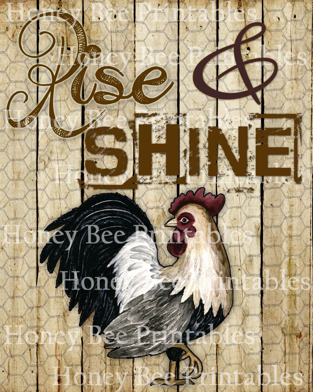 Primitive Rooster Rise and Shine Farm Animals Printable Digital Feedsack Logo JPEG Instant Download - Labels Prints Cards Tags Signs