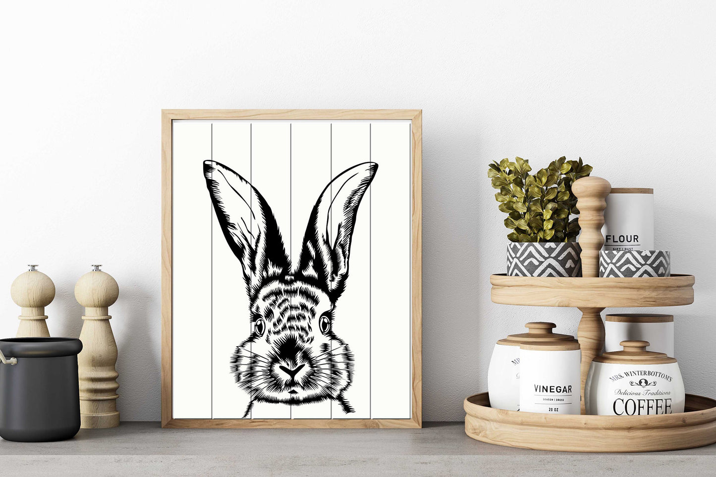 Farmhouse Black Fluffy Spring Easter Rabbit Shiplap Print Digital Instant Download Printable Sublimation 8x10