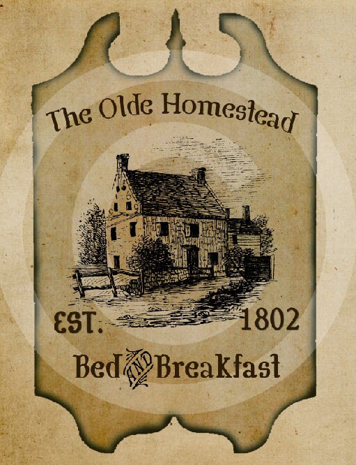 Primitive Olde Homestead Tavern Pub Sign Feedsack Feed Sack Logo Printable Digital Instant Download JPEG Pillows Framed Prints Labels Wood