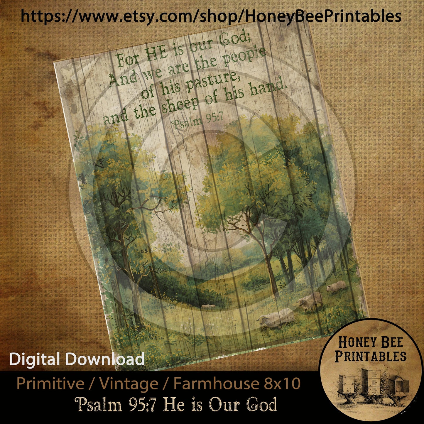 Vintage Primitive Farmhouse Instant Download Printable Sublimation Decoupage 8x10 JPEG Labels He Is Our God We Are The People of His Pasture