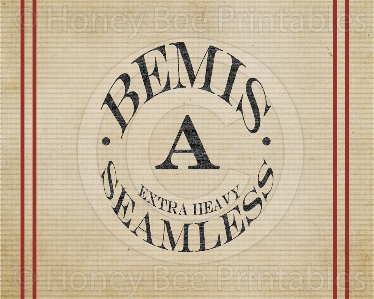 Prim Vintage Bemis A Seamless Red Striped Grain Feedsack Feed Sack Logo Printable Digital Instant Download JPEG Pillows Framed Prints Label