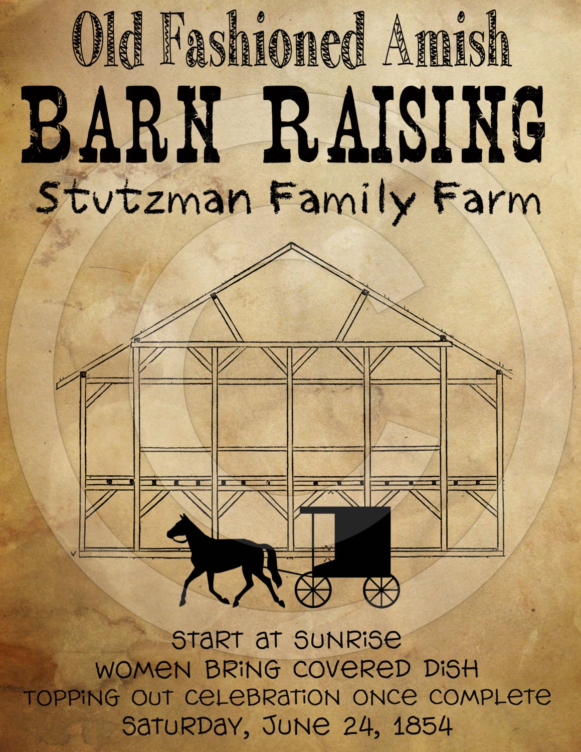 Primitive Grungy Amish Barn Raising Feedsack Feed Sack Logo Printable Digital JPEG Instant Download For Pillows,Framed Prints,Labels