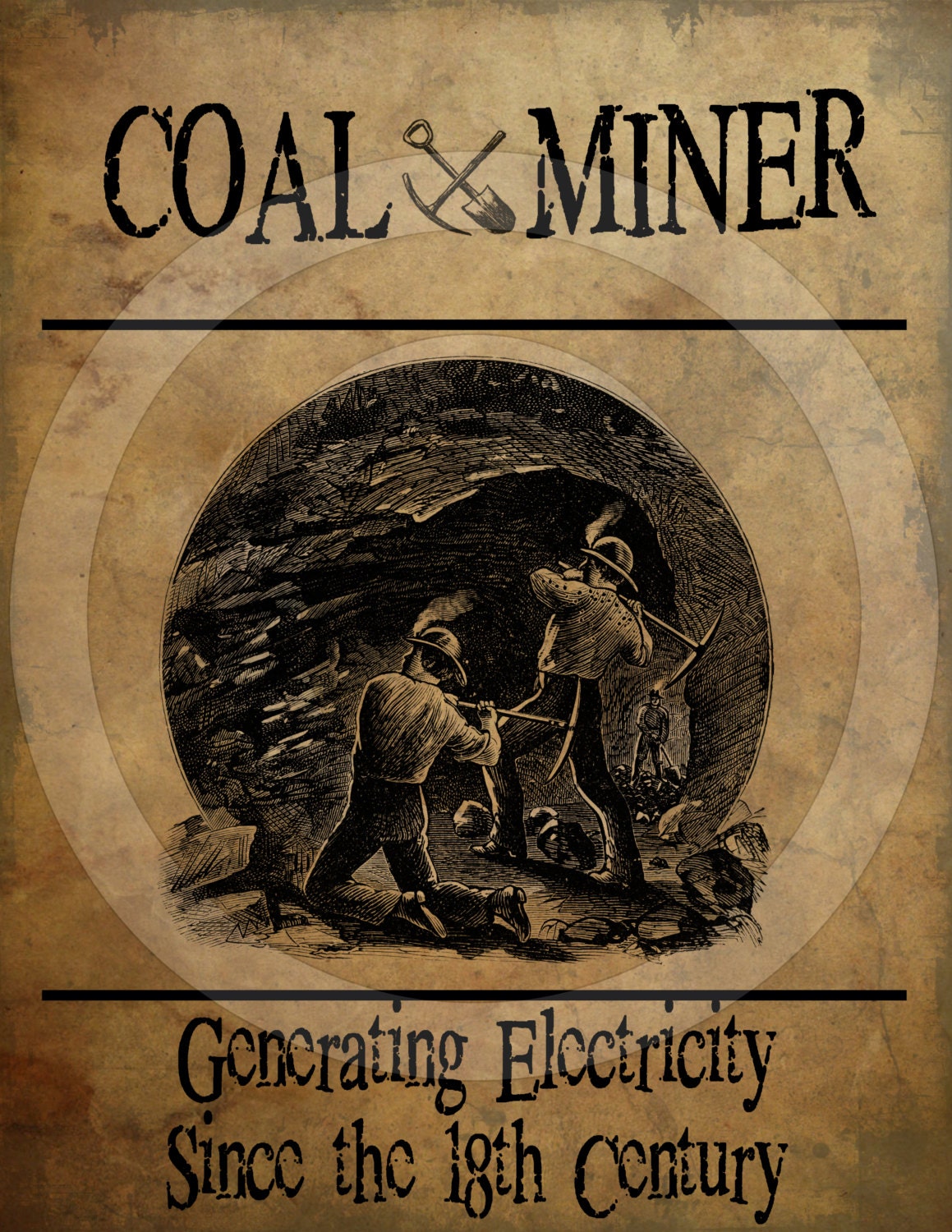 Primitive Grungy Coal Miner Electricity Feedsack Feed Sack Logo Printable Digital JPEG Instant Download For Pillows,Framed Prints,Labels