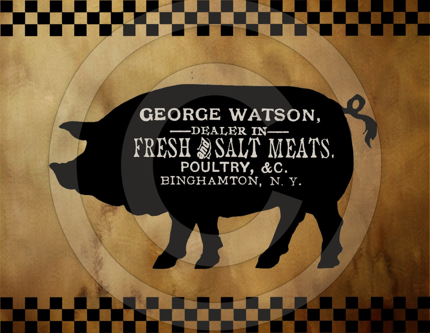 Primitive Grungy Pig Hog Pork Meats Silhouette Feedsack Feed Sack Logo Printable Digital JPEG Instant Download Pantry Label Crocks Box Print