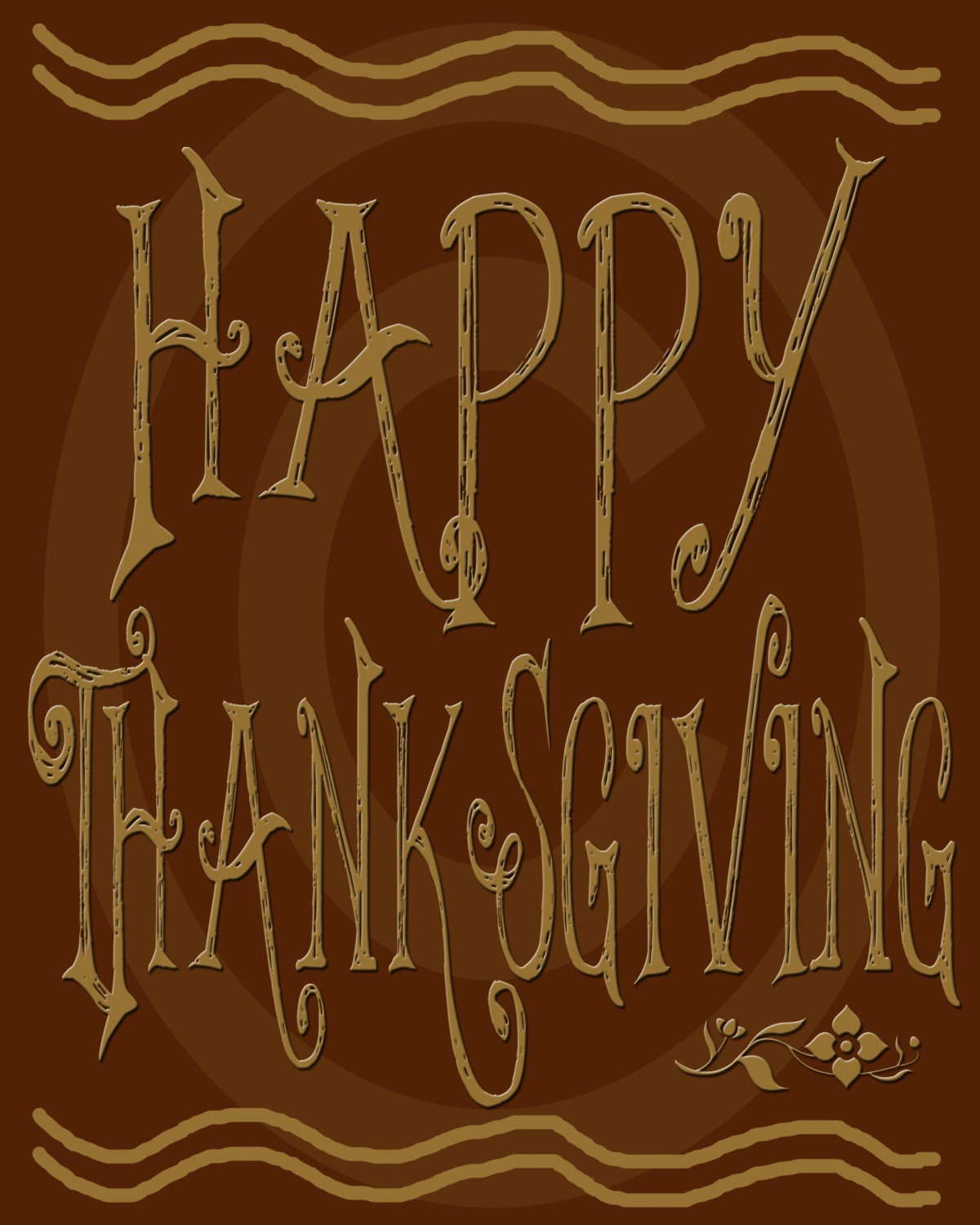 Primitive Colonial Redware Look Happy Thanksgiving Printable Digital JPEG Instant Download Folk Art FAAP