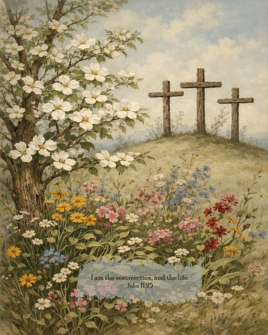 Crosses and Dogwood Tree