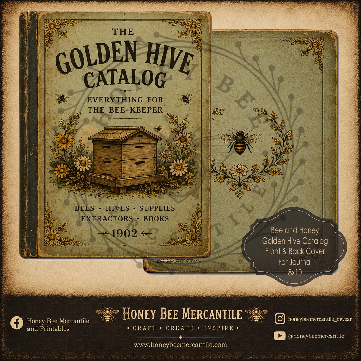 Golden Hive Catalog Journal Covers, Digital Download, Printable, Decoupage, Vintage, Primitive
