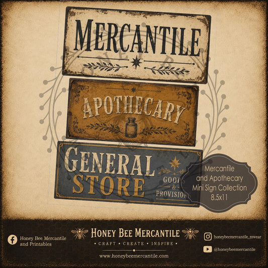 Mercantile and Apothecary Mini Signs, Digital Download, Printable, Decoupage, Vintage, Primitive