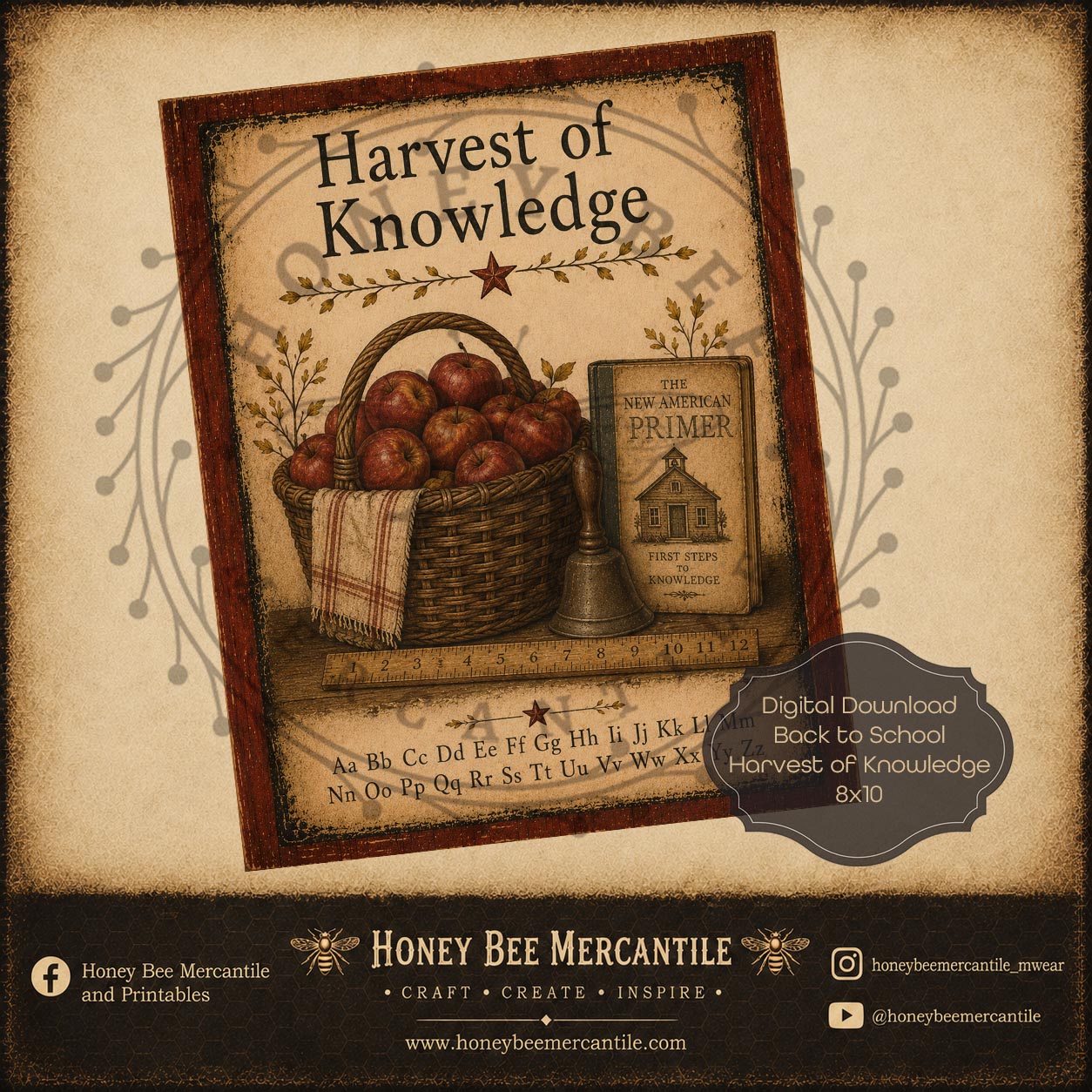 Back to School, Harvest of Knowledge, 8x10 Print, Digital Download, Printable, Decoupage, Craft Supplies