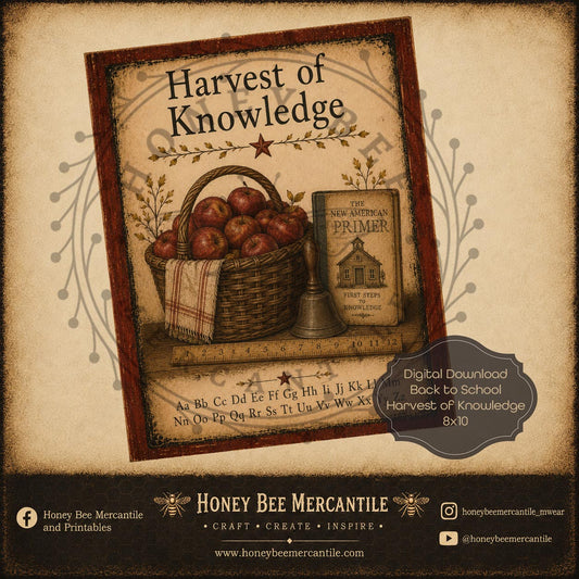 Back to School, Harvest of Knowledge, 8x10 Print, Digital Download, Printable, Decoupage, Craft Supplies