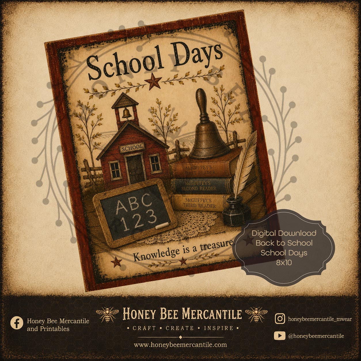 Back to School, School Days, 8x10 Print, Digital Download, Printable, Decoupage, Craft Supplies