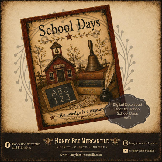 Back to School, School Days, 8x10 Print, Digital Download, Printable, Decoupage, Craft Supplies