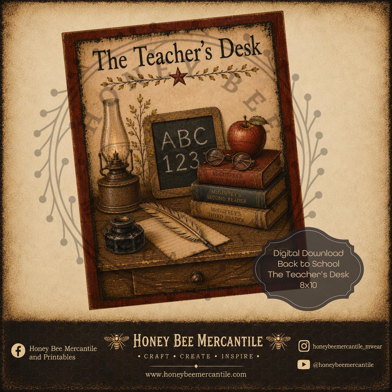 Back to School, The Teacher's Desk, 8x10 Print, Digital Download, Printable, Decoupage, Craft Supplies