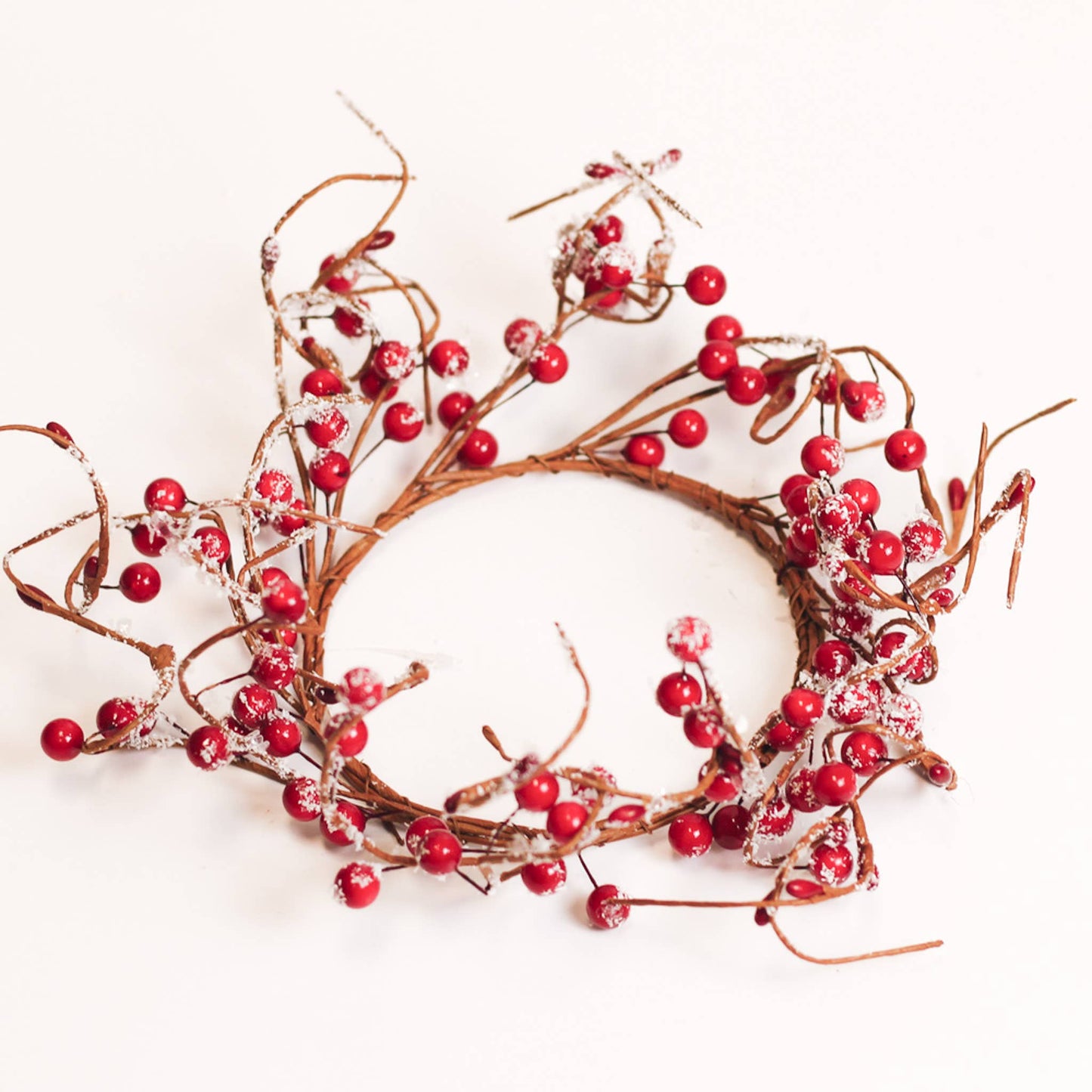 Snowy Cranberry Branch Candle Ring