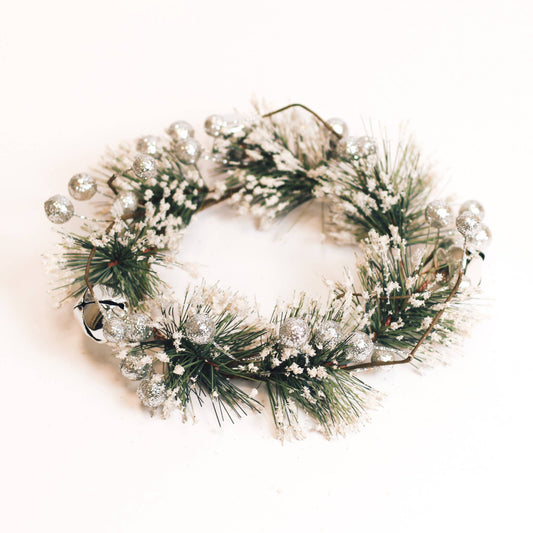 Frosted Silver Bells Candle Ring