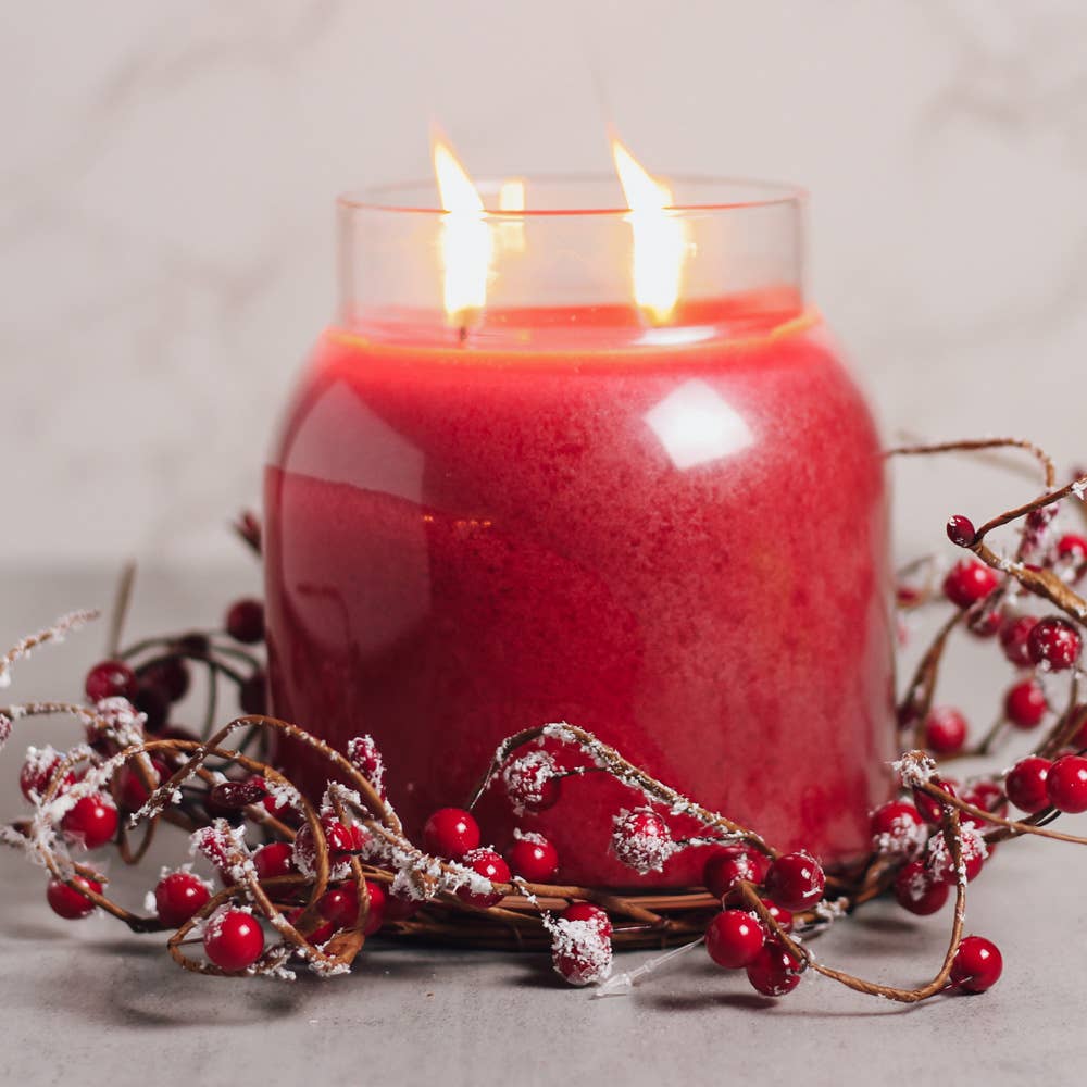 Snowy Cranberry Branch Candle Ring