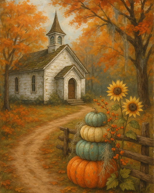 Autumn Chapel Pumpkin Stack