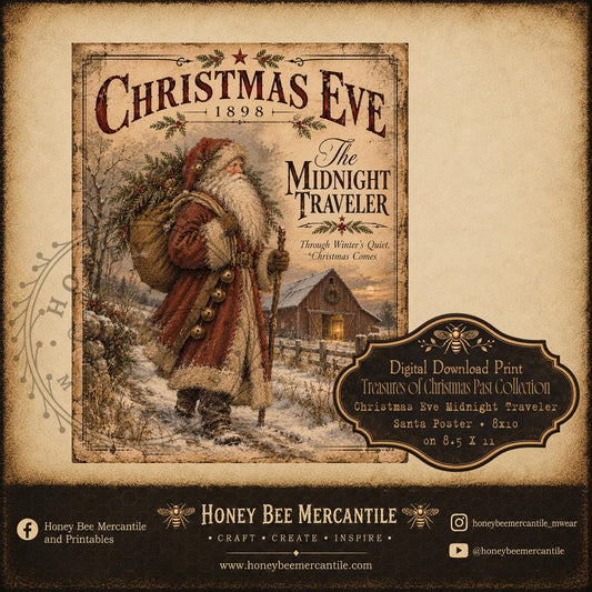 Treasures of Christmas Past Collection, Christmas Eve Midnight Traveler 8x10, Digital Download, Printable, Decoupage, Craft Supplies