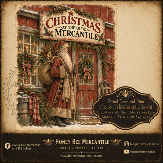 Treasures of Christmas Past Collection, Christmas at the Old Mercantile Santa 8x10, Digital Download, Printable, Decoupage, Craft Supplies