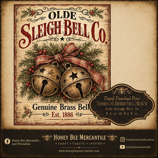 Treasures of Christmas Past Collection, Old Sleigh Bell Co, 8x10, Digital Download, Printable, Decoupage, Craft Supplies