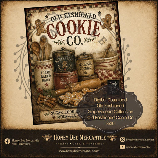 Old Fashioned Gingerbread, Cookie Collection, 8x10, Digital Download, Printable, Decoupage, Craft Supplies