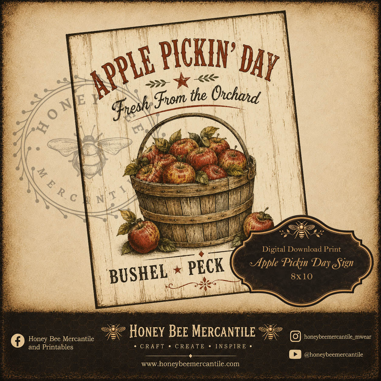 Apple Harvest, Apple Pickin' Day, 8x10, Digital Download, Printable, Decoupage, Craft Supplies