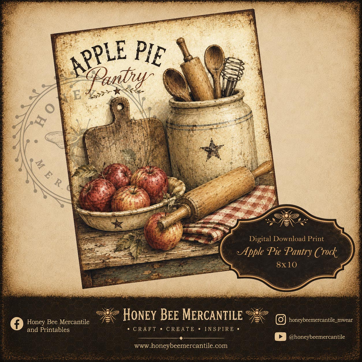 Apple Harvest, Apple Pie Pantry, 8x10, Digital Download, Printable, Decoupage, Craft Supplies