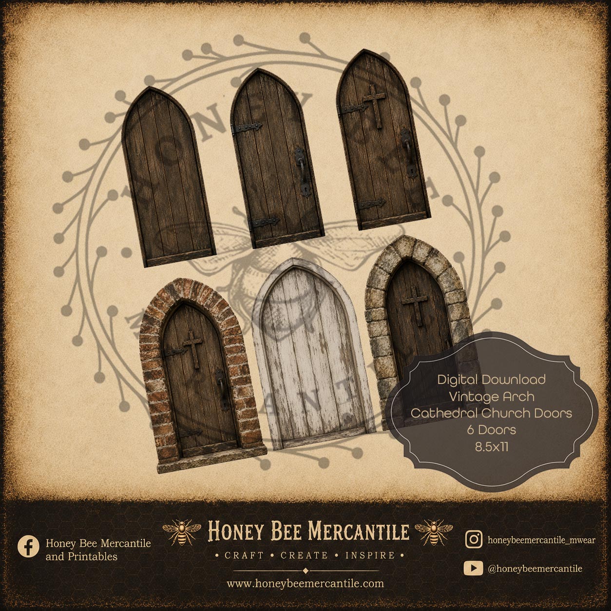 Build A Church Bundle, Doors, Windows, Hymnal Sheet, Wall Textures, Digital Download, Printable, Decoupage, Craft Supplies