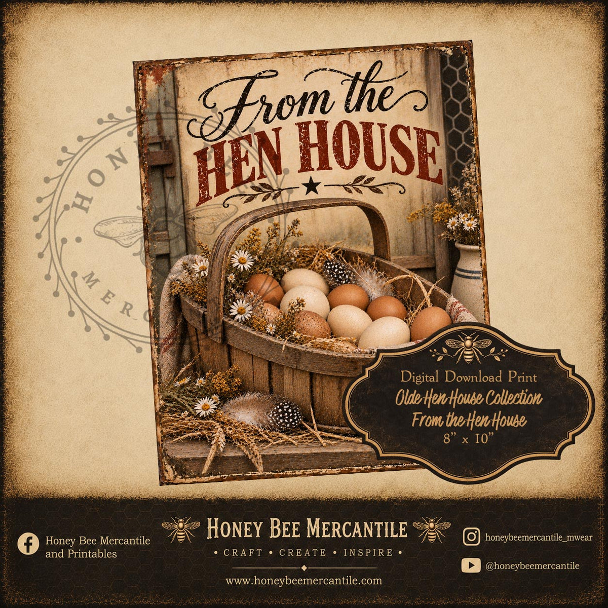 Olde Hen House Collection, From the Hen House, 8x10, Digital Download, Printable, Decoupage, Craft Supplies