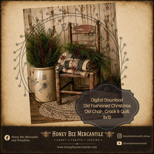 Old Fashioned Christmas, Chair and Quilt, 8x10, Digital Download, Printable, Decoupage, Craft Supplies