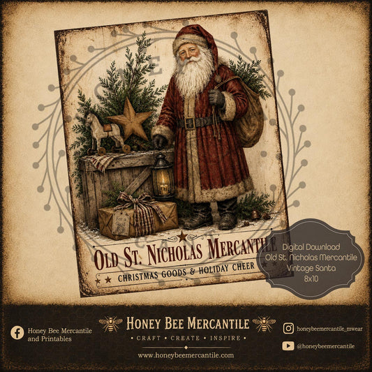 Old St Nicholas Mercantile, 8x10, Digital Download, Printable, Decoupage, Craft Supplies