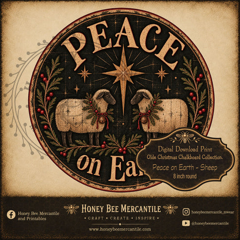 Olde Christmas Chalkboard Collection, Peace on Earth, 8 inch round, Di ...