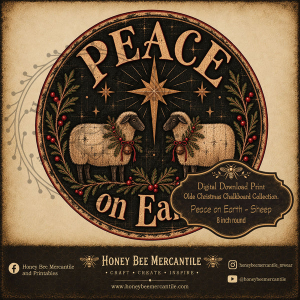 Olde Christmas Chalkboard Collection, Peace on Earth, 8 inch round, Di ...