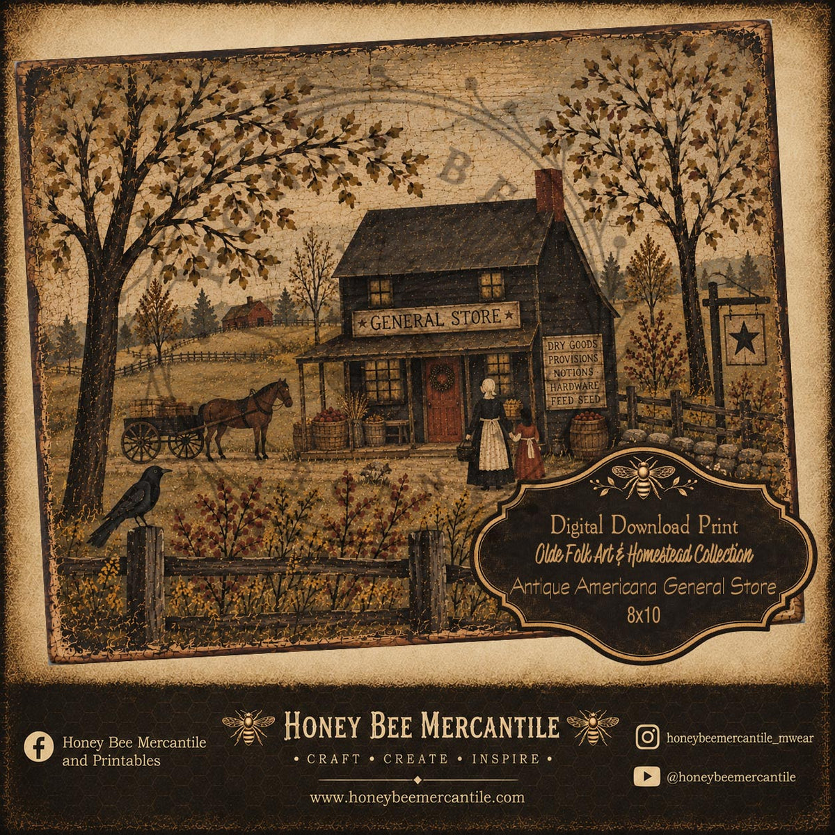 Olde Folk Art and Homestead Collection, Antique Americana General Store, 8x10, Digital Download, Printable, Decoupage, Craft Supplies
