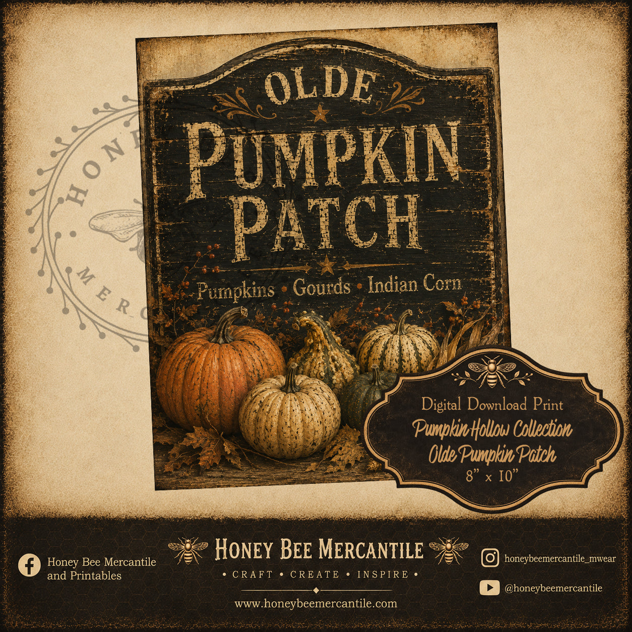 Pumpkin Hollow Collection, Olde Pumpkin Patch, 8x10, Digital Download, Printable, Decoupage, Craft Supplies