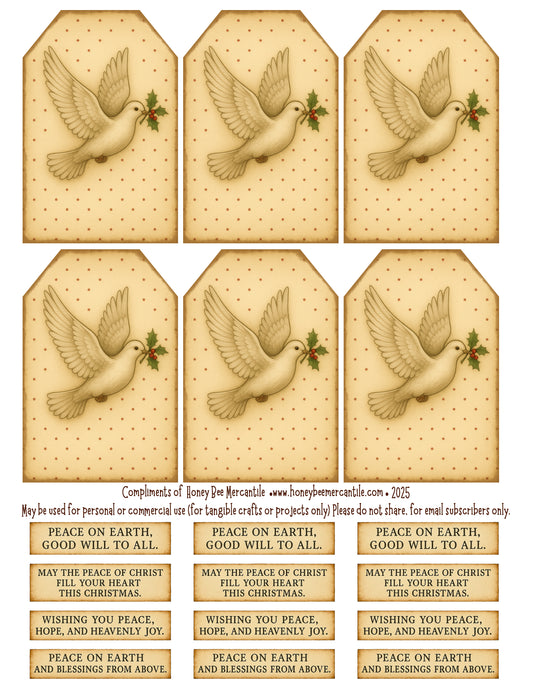 Dove Christmas Tag and Word Embellishment