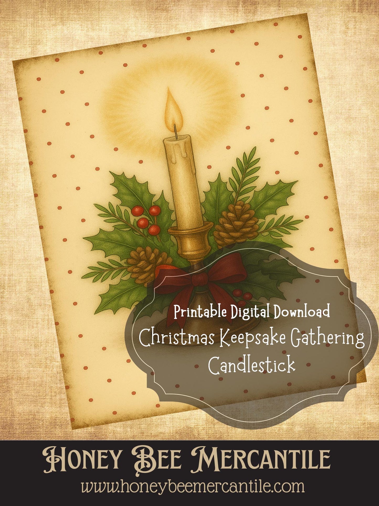 The Christmas Keepsake Collection – Vintage Holiday Art Prints - Candlestick, Digital Download, Printable, Decoupage, Primitive