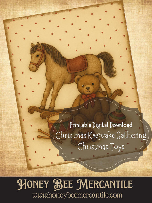The Christmas Keepsake Collection – Vintage Holiday Art Prints - Christmas Toys, Digital Download, Printable, Decoupage, Primitive