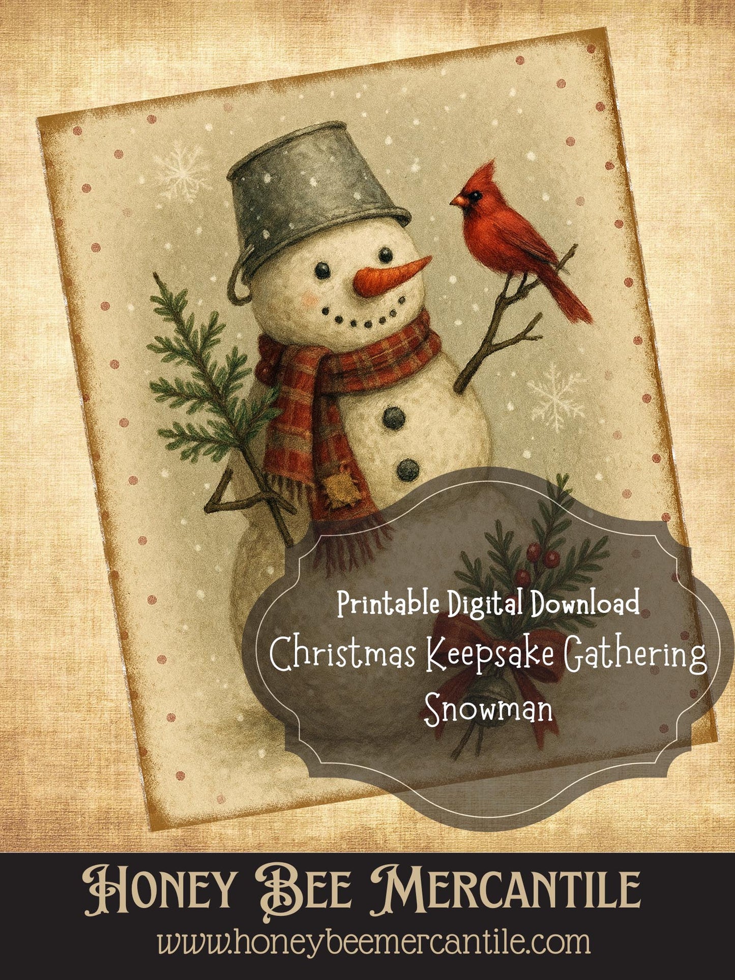 The Christmas Keepsake Collection – Vintage Holiday Art Prints - Snowman, Digital Download, Printable, Decoupage, Primitive