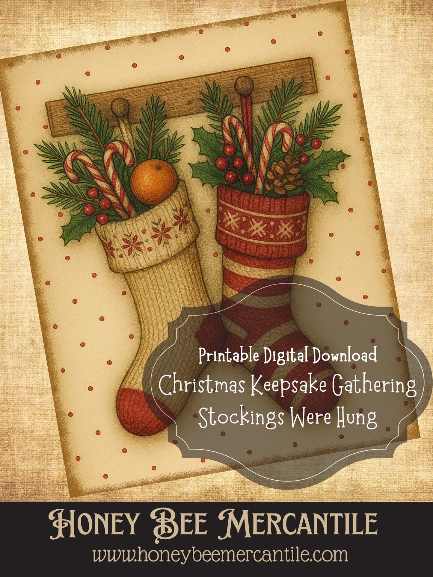 The Christmas Keepsake Collection – Vintage Holiday Art Prints - Stockings, Digital Download, Printable, Decoupage, Primitive