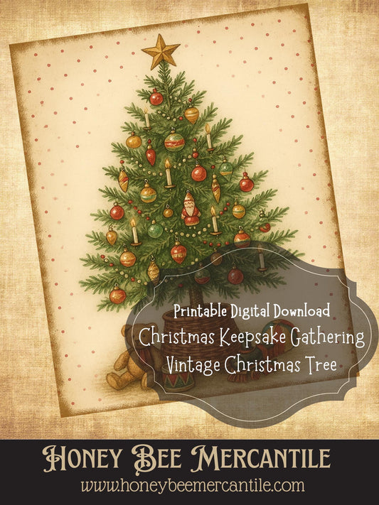 The Christmas Keepsake Collection – Vintage Holiday Art Prints - Vintage Christmas Tree, Digital Download, Printable, Decoupage, Primitive