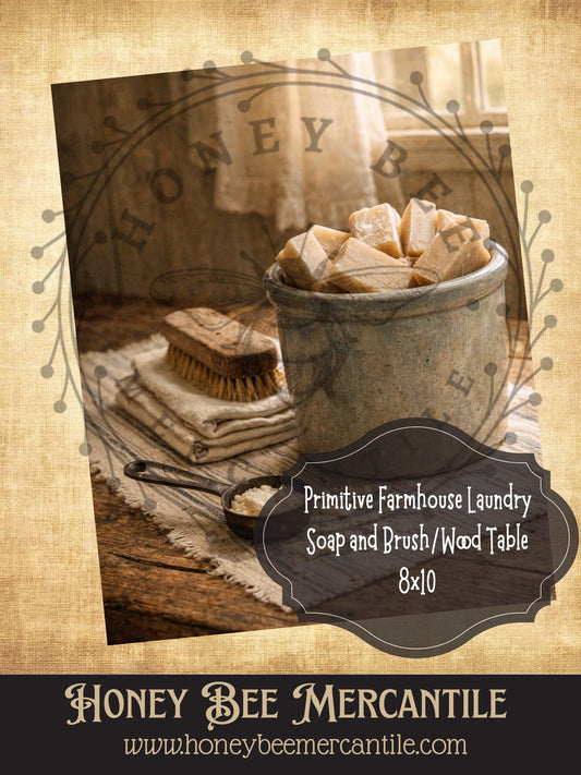 8"x10"  RICE PAPER PRINT Crock Bowl with Soap, Vintage, Primitive Farmhouse, Craft Supplies, Decoupage, Folk-art