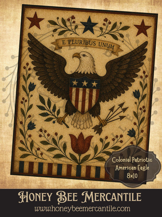 Colonial Patriotic American Eagle, 8x10, Digital Download, Printable, Decoupage, Vintage, Primitive