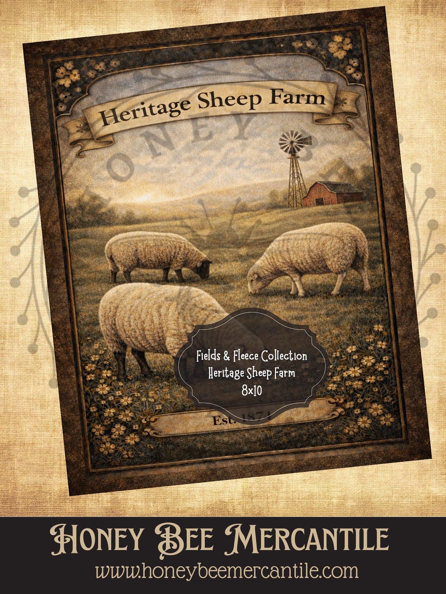 Fields and Fleece Collection, Heritage Sheep Farm, 8x10, Digital Download, Printable, Decoupage, Vintage, Primitive, Craft