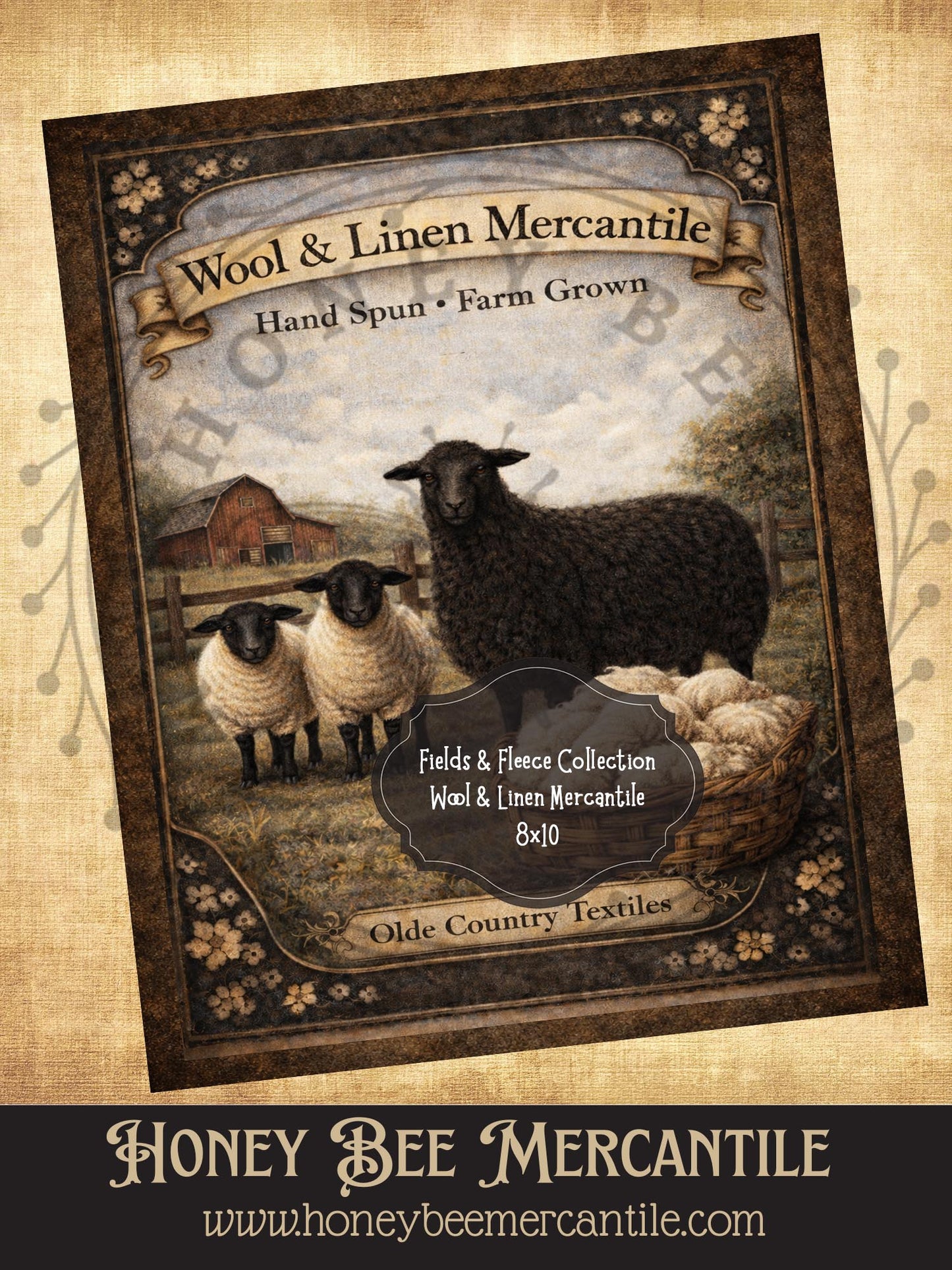 Fields and Fleece Collection, Wool and Linen Mercantile, 8x10, Digital Download, Printable, Decoupage, Vintage, Primitive, Craft