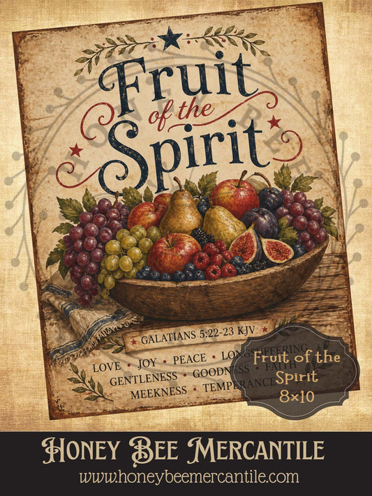 Fruit of the Spirit, Bowl of Fruit, 8x10, Digital Download, Printable, Decoupage, Vintage, Primitive