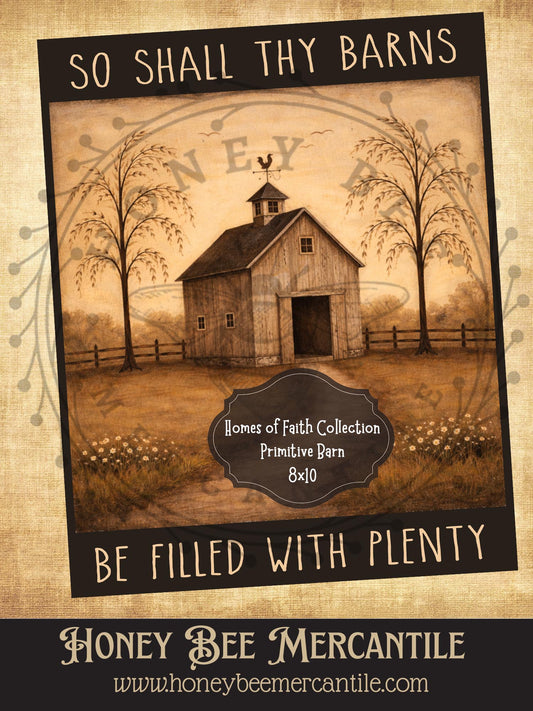 Home of Faith Collection, Prim Barn, 8x10, Digital Download, Printable, Decoupage, Vintage, Primitive, Craft