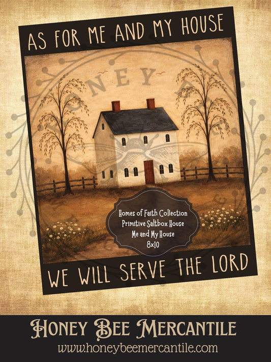Home of Faith Collection, Prim Saltbox, 8x10, Digital Download, Printable, Decoupage, Vintage, Primitive, Craft