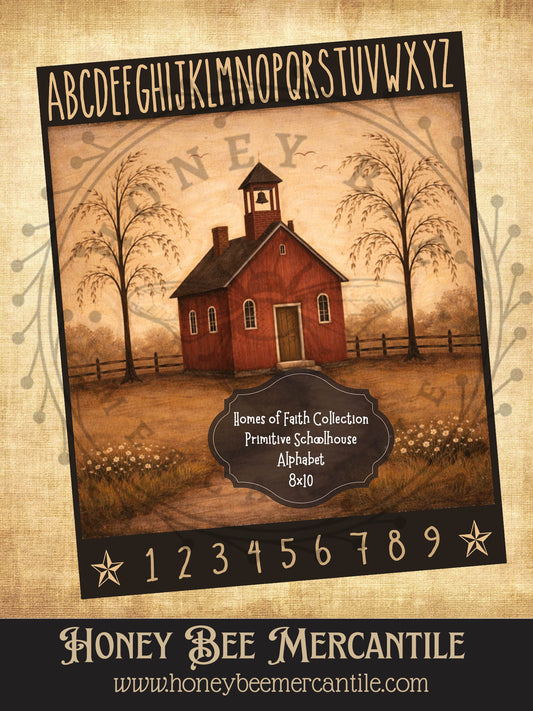 Home of Faith Collection, Prim Schoolhouse, 8x10, Digital Download, Printable, Decoupage, Vintage, Primitive, Craft